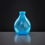 Vase bauchig Abschluss geschnitten - Afghanisches Glas - türkis